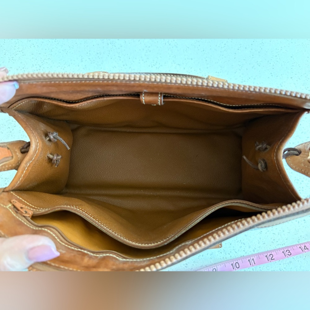 Dooney & Bourke Cream Pebbled Leather Satchel with Brown Trim - Picture 8 of 12